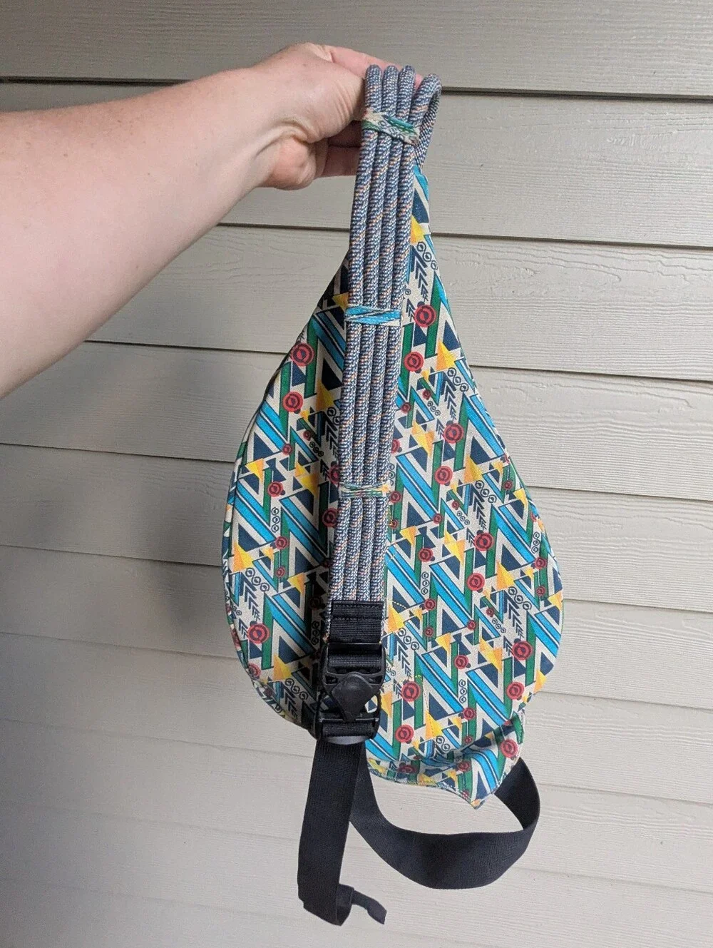 Kavu Blue Geometric Pattern  Sling Canvas Bag